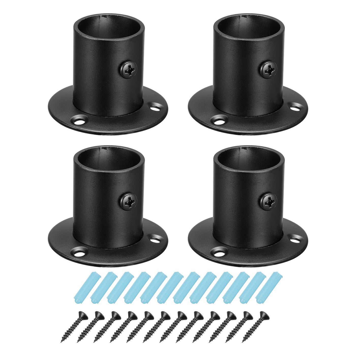 uxcell Uxcell Stainless Steel Pole Socket Flange Rod Holder Bracket Support for Bathroom Closet Curtain