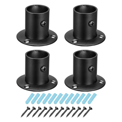 Harfington Uxcell Stainless Steel Pole Socket Flange Rod Holder Bracket Support for Bathroom Closet Curtain