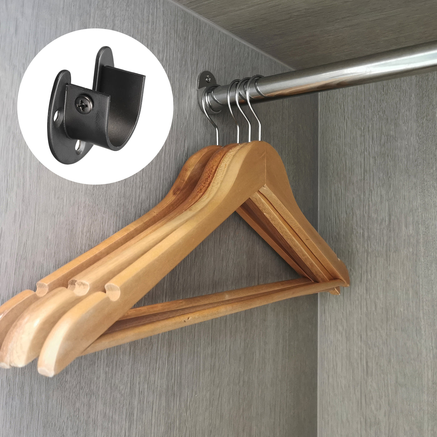 uxcell Uxcell Stainless Steel Rod Socket Flange Rod Holder Bracket End Supports with Screws for Bathroom Closet Curtain