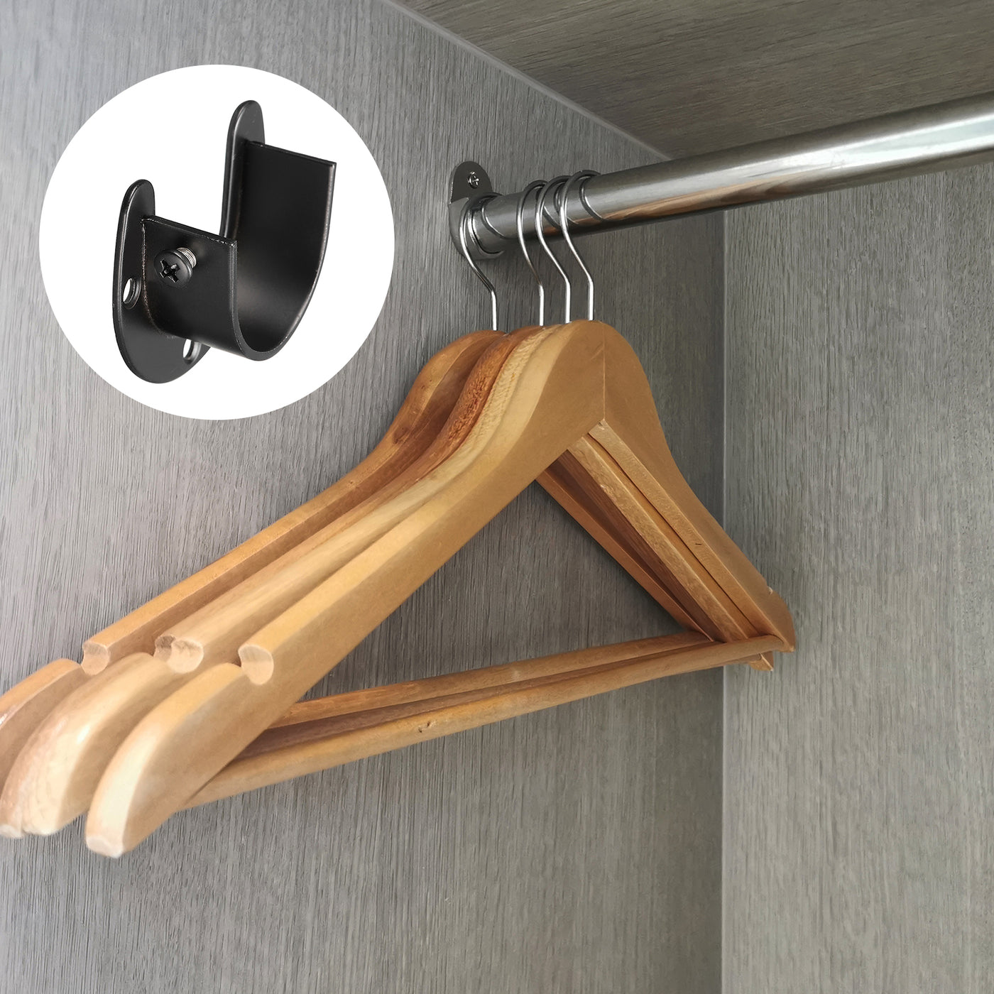 uxcell Uxcell Stainless Steel Rod Socket Flange Rod Holder Bracket End Supports with Screws for Bathroom Closet Curtain