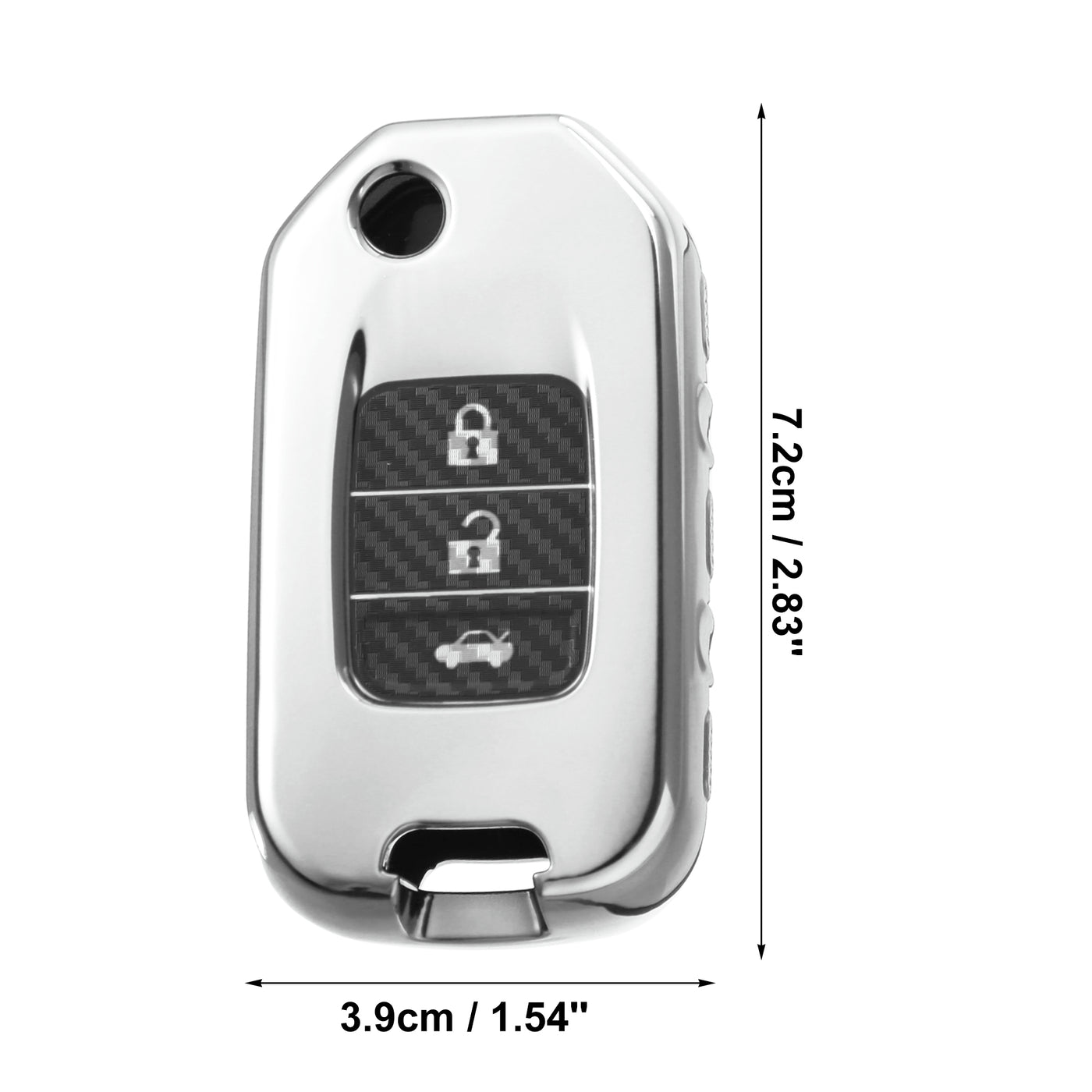 X AUTOHAUX Car Key Fob Cover TPU Case 4 Button for Honda Civic Accord CR-V HR-V 2015 -2021 Touring Keyless Remote Key Protector Shell Silver Tone