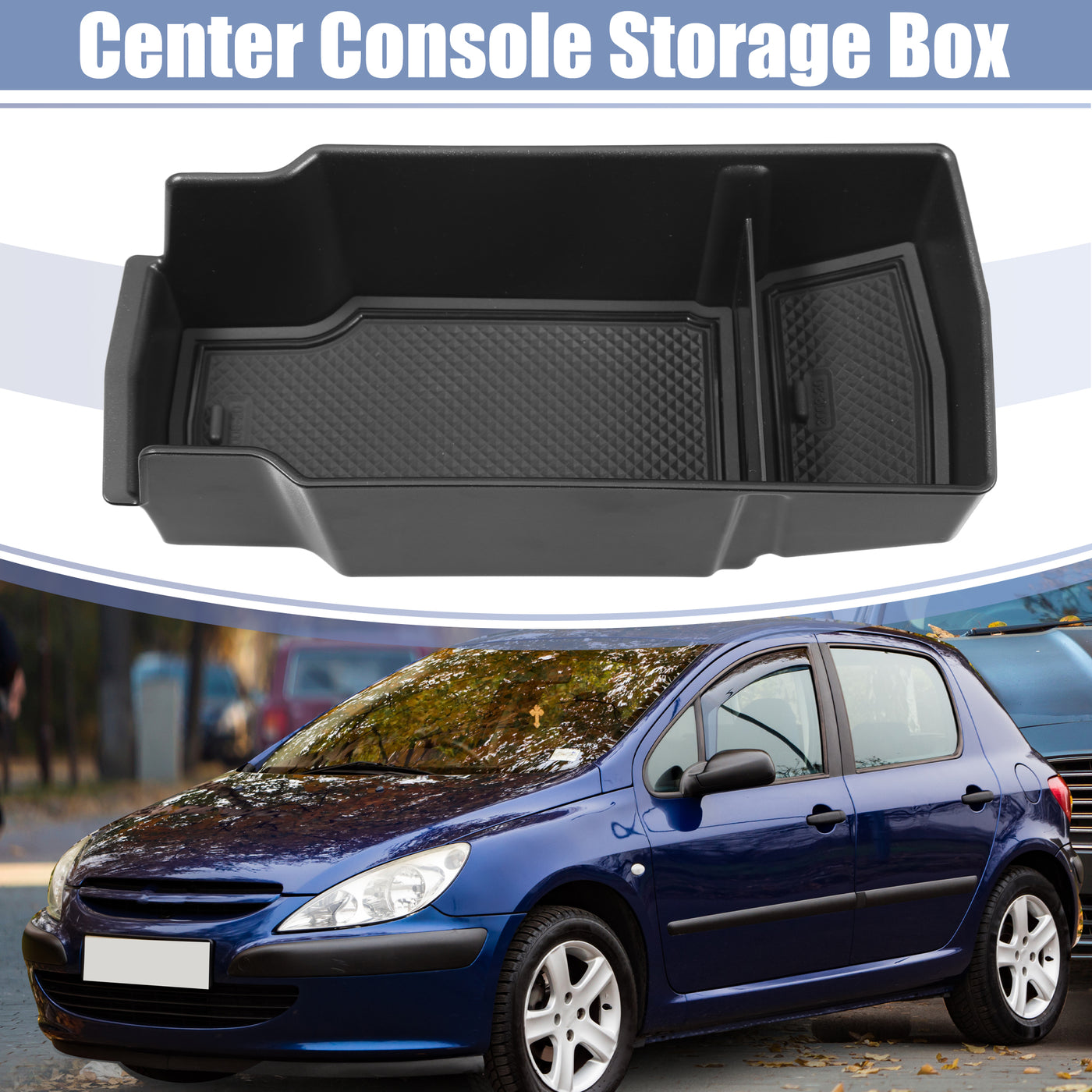 X AUTOHAUX Car Center Console Storage Box Armrests Center Console Accessories Fit for Peugeot 2008 E-2008 2020 2021 Black