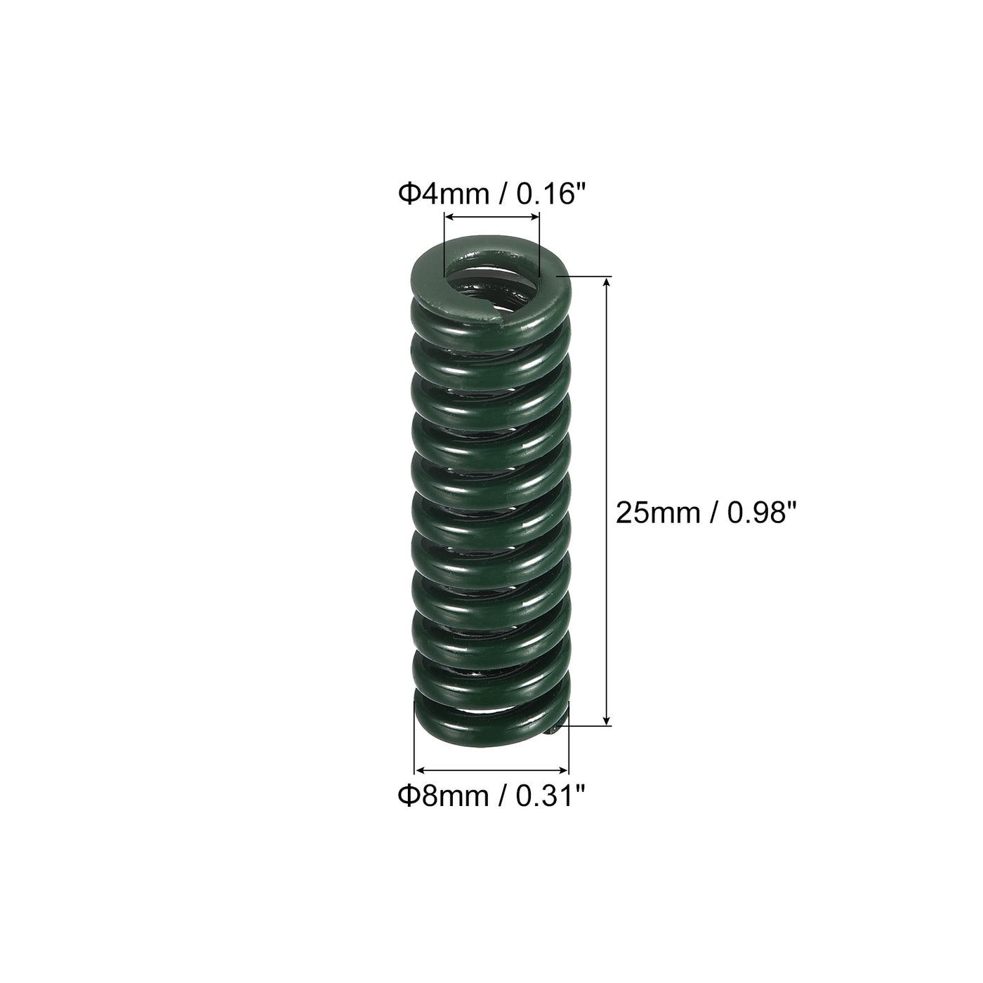 uxcell Uxcell 3D Printer Die Spring, 2pcs 8mm OD 25mm Long Spiral Stamping Compression Green