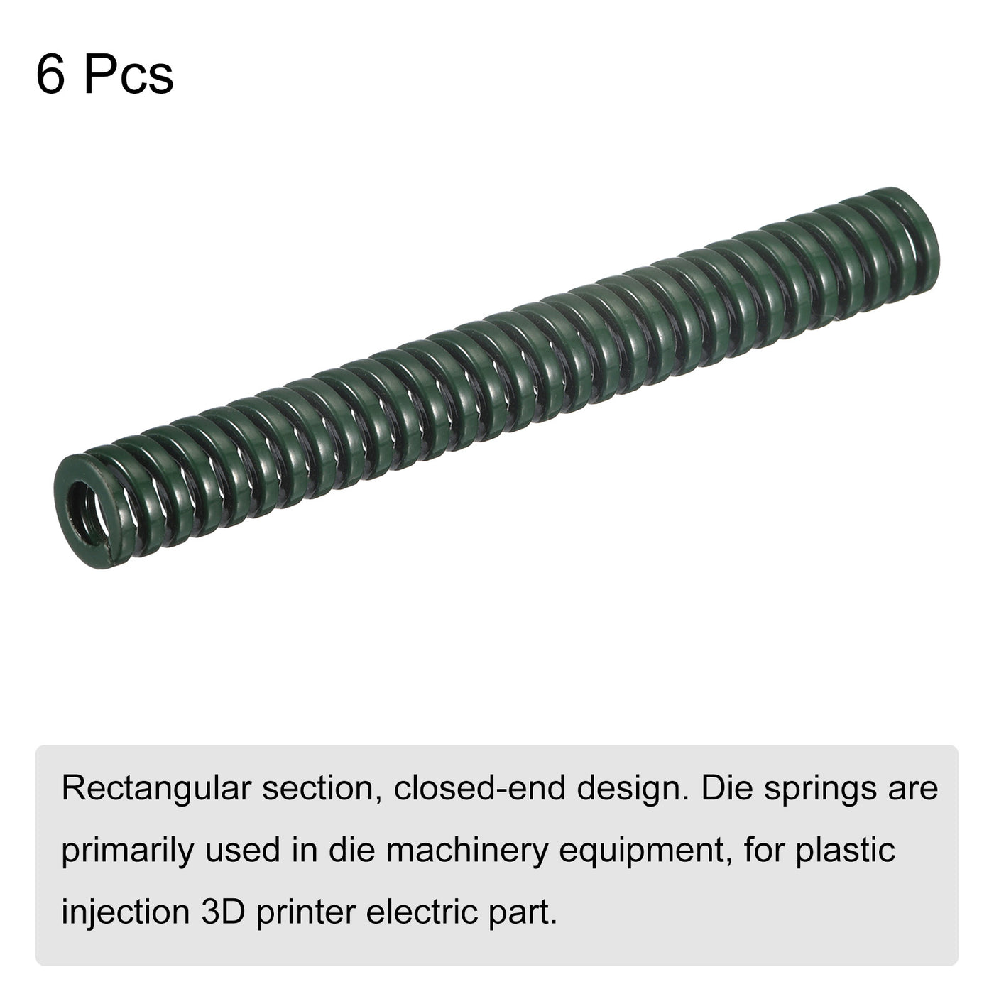 uxcell Uxcell 3D Printer Die Spring, 6pcs 8mm OD 65mm Long Spiral Stamping Compression Green