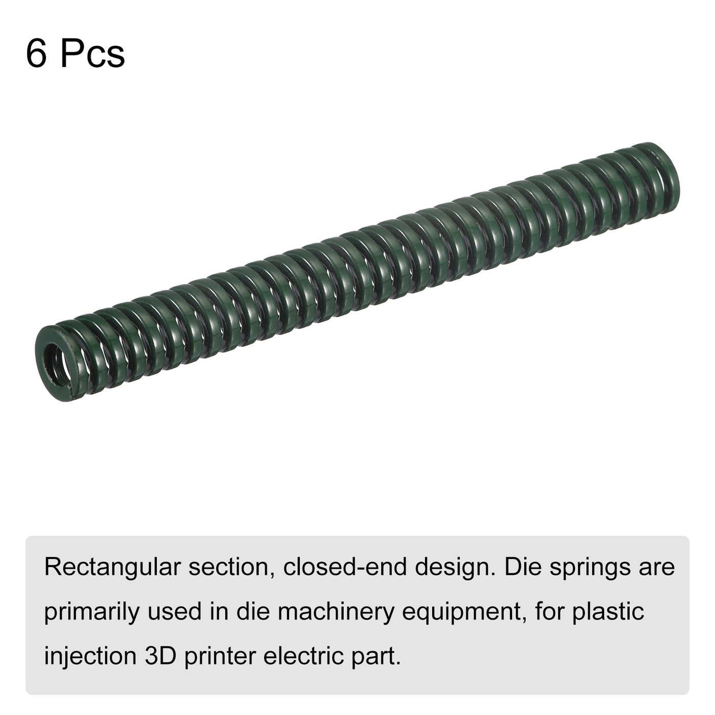 uxcell Uxcell 3D Printer Die Spring, 6pcs 8mm OD 70mm Long Spiral Stamping Compression Green