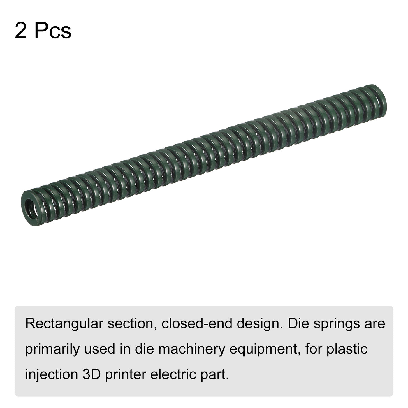 uxcell Uxcell 3D Printer Die Spring, 2pcs 8mm OD 85mm Long Spiral Stamping Compression Green