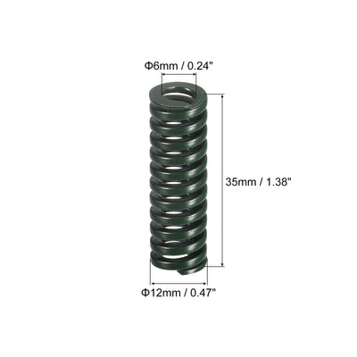 Harfington Uxcell 3D Printer Die Spring, 6pcs 12mm OD 35mm Long Spiral Stamping Compression Green