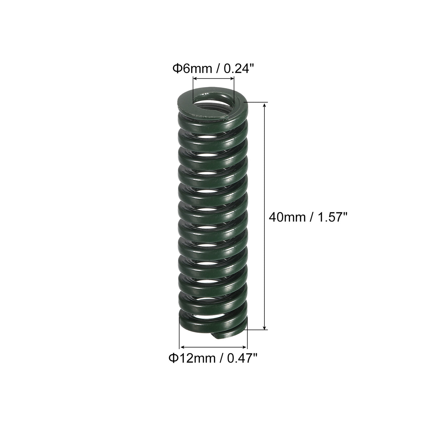 uxcell Uxcell 3D Printer Die Spring, 2pcs 12mm OD 40mm Long Spiral Stamping Compression Green