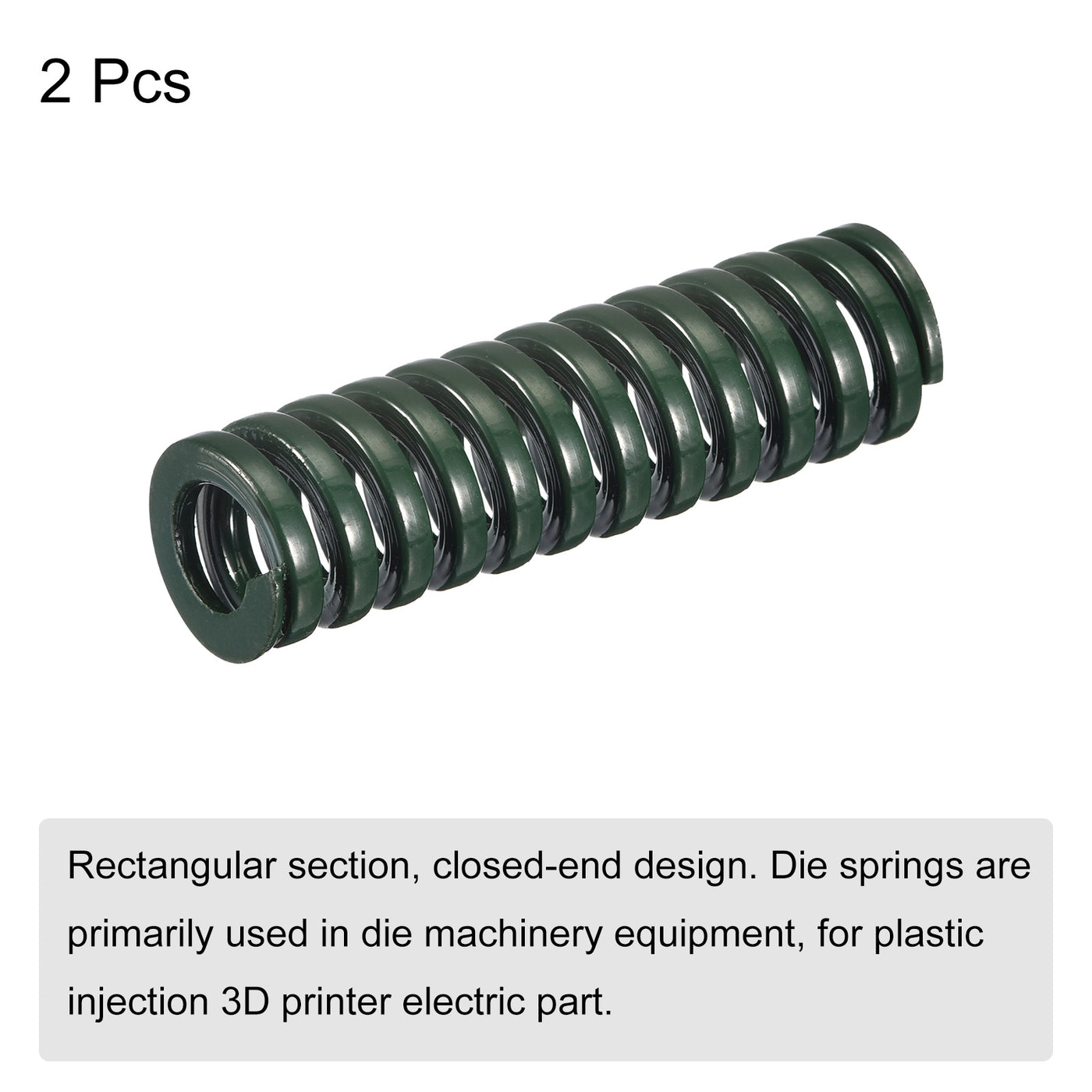 uxcell Uxcell 3D Printer Die Spring, 2pcs 12mm OD 40mm Long Spiral Stamping Compression Green