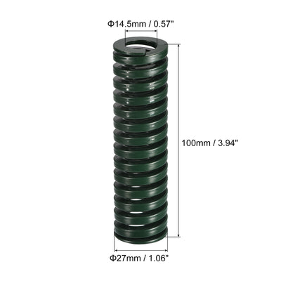 Harfington Uxcell 3D Printer Die Spring, 2pcs 27mm OD 100mm Long Spiral Stamping Compression Green