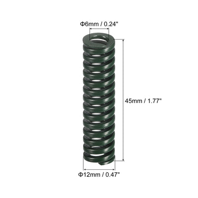 Harfington Uxcell 3D Printer Die Spring, 2pcs 12mm OD 45mm Long Spiral Stamping Compression Green