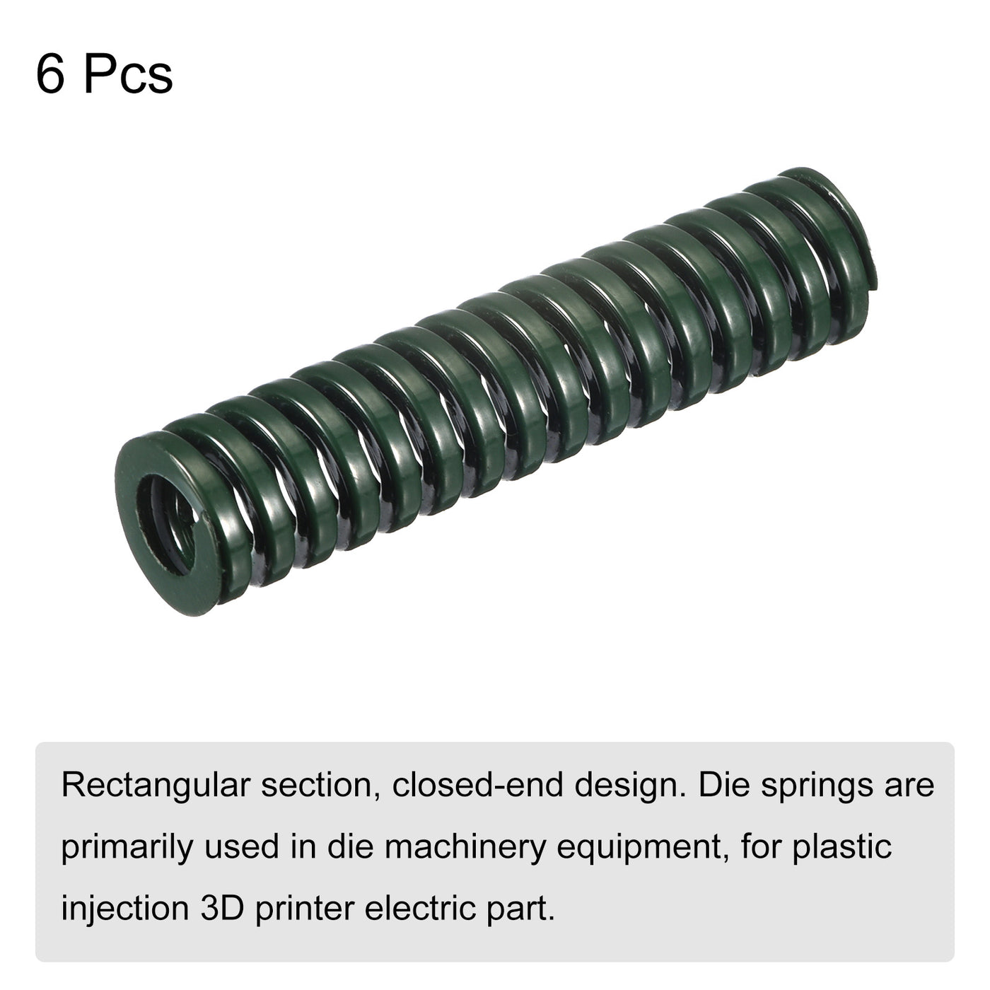 uxcell Uxcell 3D Printer Die Spring, 6pcs 12mm OD 50mm Long Spiral Stamping Compression Green