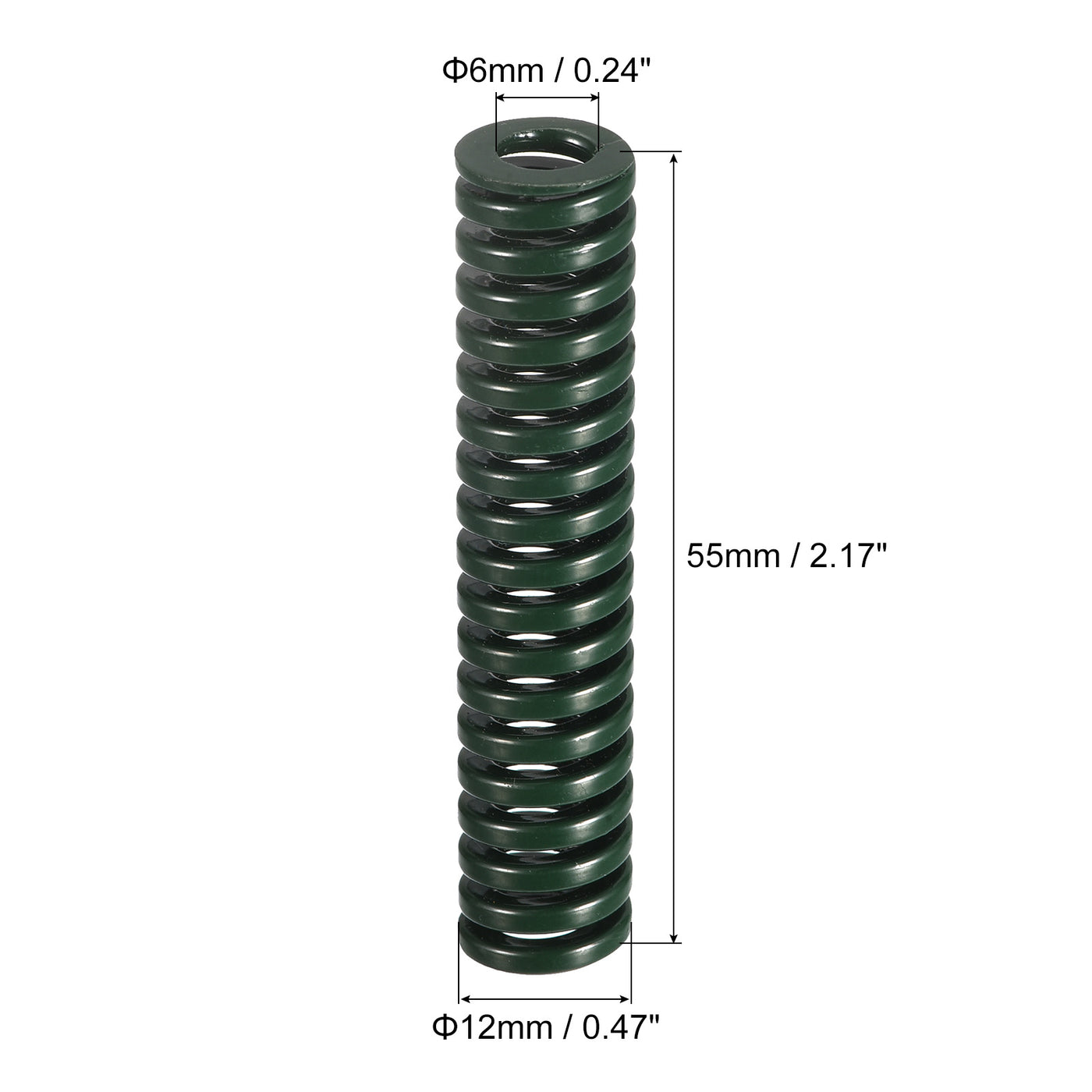 uxcell Uxcell 3D Printer Die Spring, 2pcs 12mm OD 55mm Long Spiral Stamping Compression Green