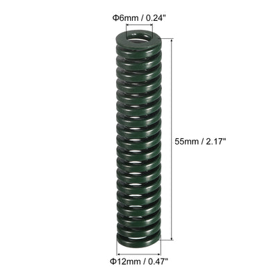 Harfington Uxcell 3D Printer Die Spring, 2pcs 12mm OD 55mm Long Spiral Stamping Compression Green