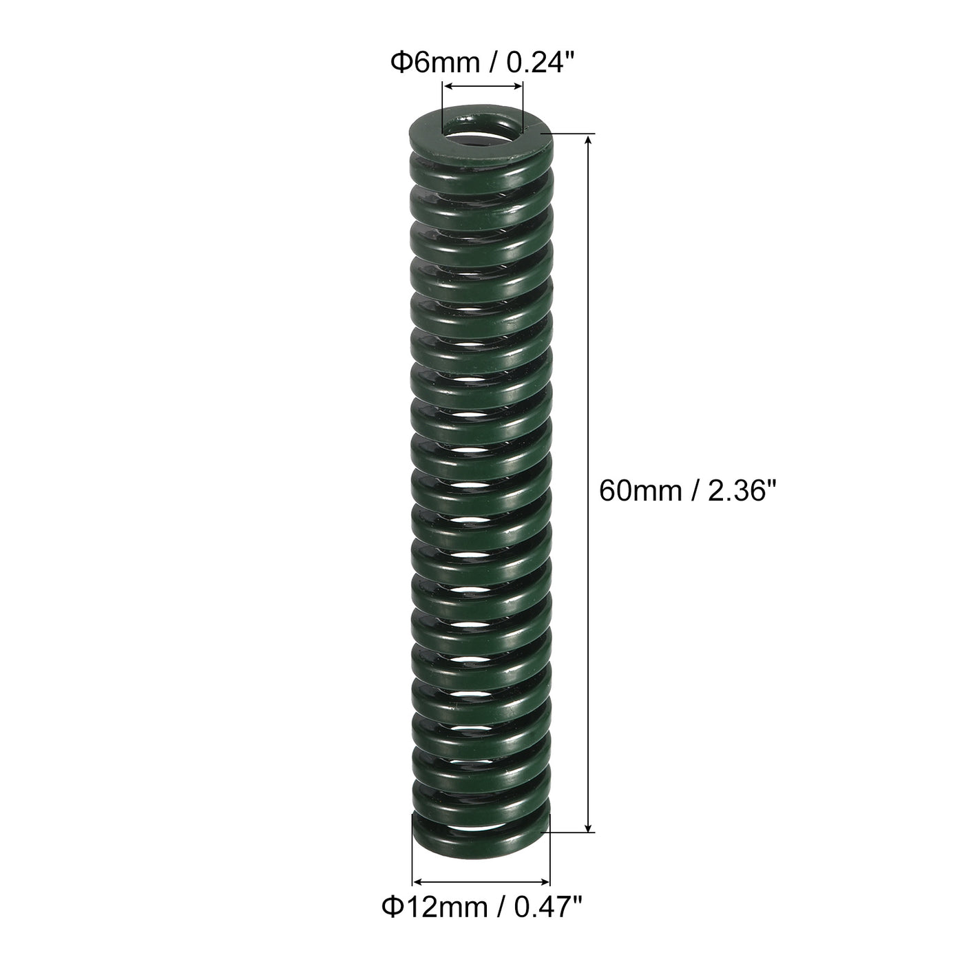 uxcell Uxcell 3D Printer Die Spring, 2pcs 12mm OD 60mm Long Spiral Stamping Compression Green