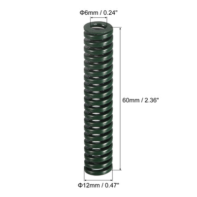 Harfington Uxcell 3D Printer Die Spring, 2pcs 12mm OD 60mm Long Spiral Stamping Compression Green