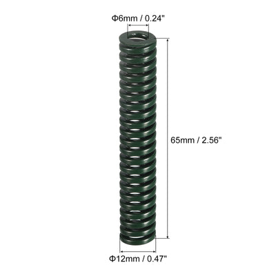 Harfington Uxcell 3D Printer Die Spring, 2pcs 12mm OD 65mm Long Spiral Stamping Compression Green