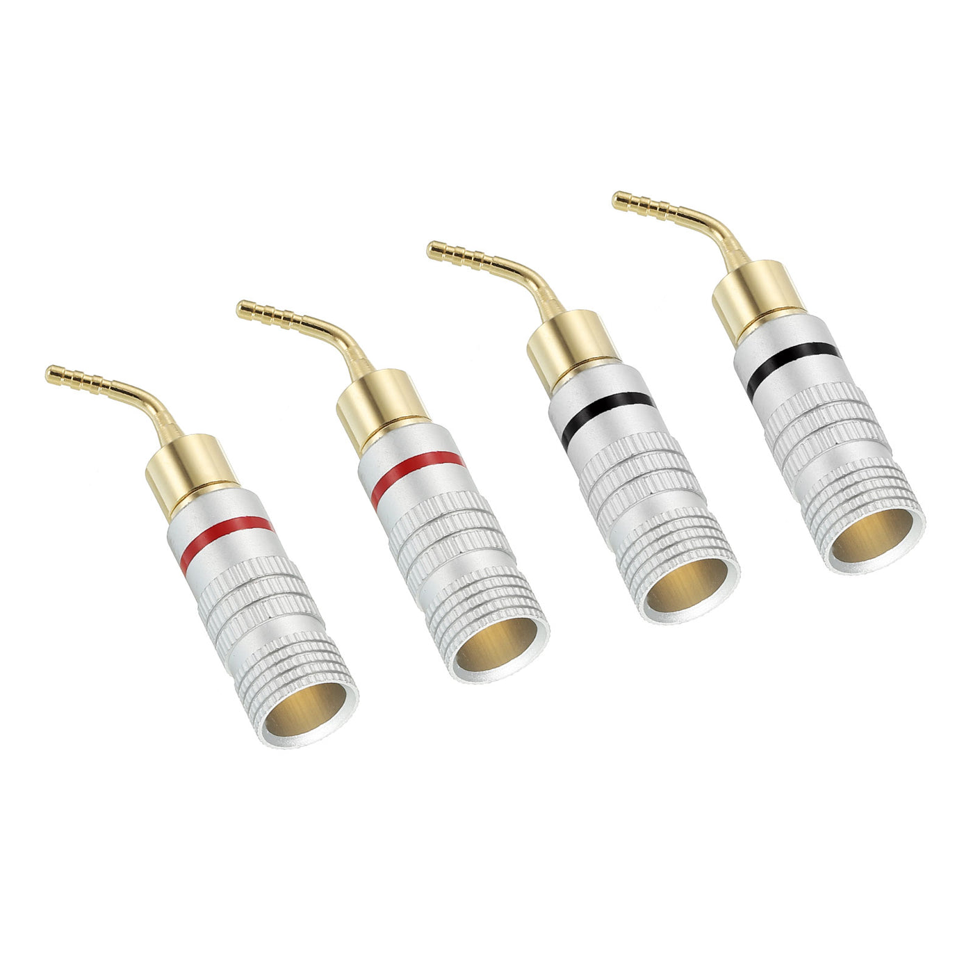 Harfington Banana Plug 90 Degree Speaker Banana Plugs Gold-Plated Copper Red Black 4Pcs