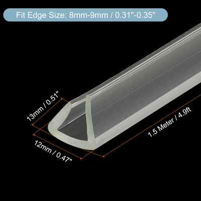 Harfington Uxcell U Channel Edge Trim, 4.9ft Length Rubber Guard Seal Strip Edge Protector Fit for 8-9mm Edge, (33/64" W x 15/32" H) Clear