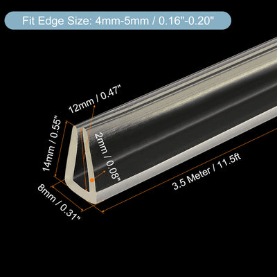 Harfington Uxcell U Channel Edge Trim, 11.5ft Length Rubber Guard Seal Strip Edge Protector Fit for 4-5mm Edge, (9/16" W x 5/16" H) Clear