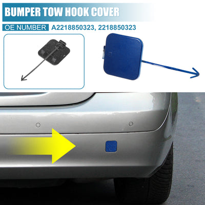 Harfington Rear Bumper Tow Hook Cover Car Towing Hook Eye Hole Cover Replacement A2218850323 for Mercedes-Benz S-Class W221 2007 2008 2009 Blue