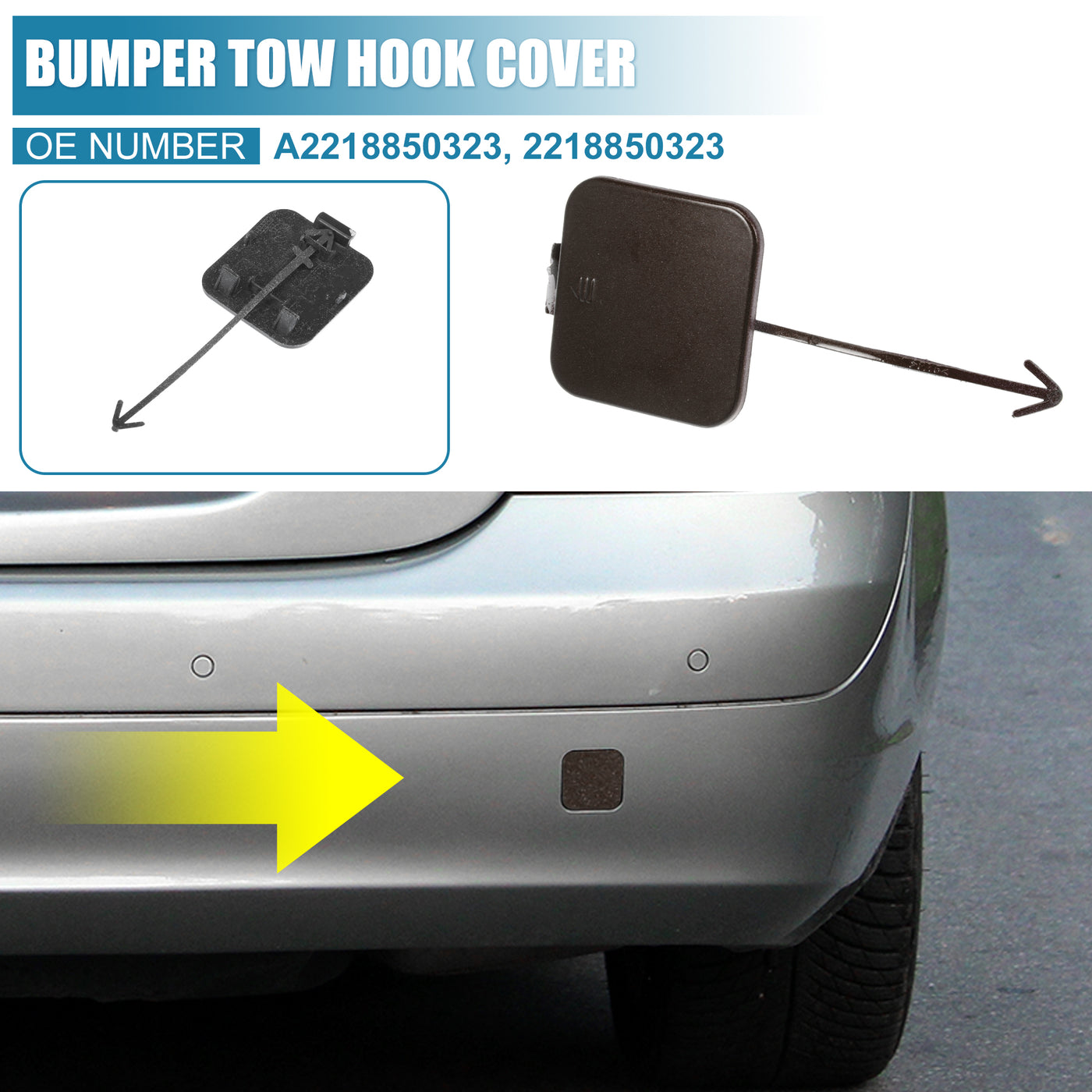 X AUTOHAUX Rear Bumper Tow Hook Cover Car Towing Hook Eye Hole Cover Replacement A2218850323 for Mercedes-Benz S-Class W221 2007 2008 2009 Brown