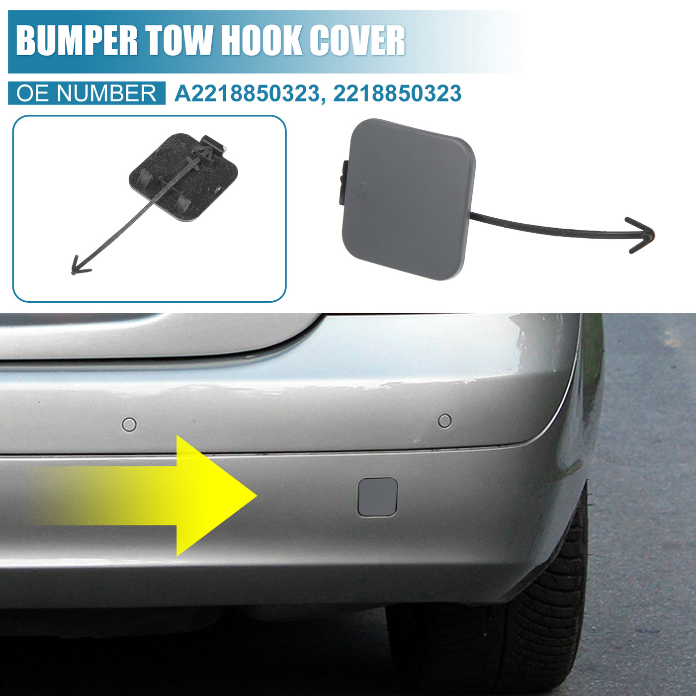 X AUTOHAUX Rear Bumper Tow Hook Cover Car Towing Hook Eye Hole Cover Replacement A2218850323 for Mercedes-Benz S-Class W221 2007 2008 2009 Matte Gray