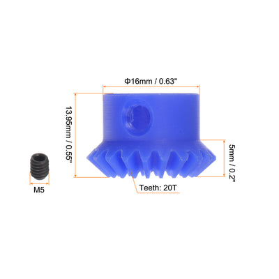 Harfington 1.0 Modulus 20 Teeth 8mm Inner Hole Plastic Tapered Bevel Gear