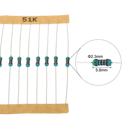 Harfington 300pcs Metal Film Resistor Assortment Kit 10 Ohm - 1M Ohm, 30 Values 1/4W 5% Tolerance for DIY Projects Experiments