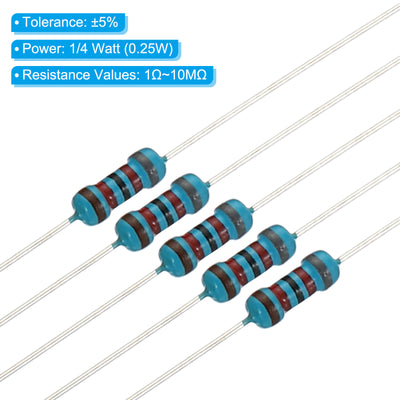 Harfington 1120Stk Metall Folie Widerstand Sortiment Kit 1 Ohm - 10M Ohm 56 Werte 1/4W 5% Toleranz für DIY Projekte Experimente