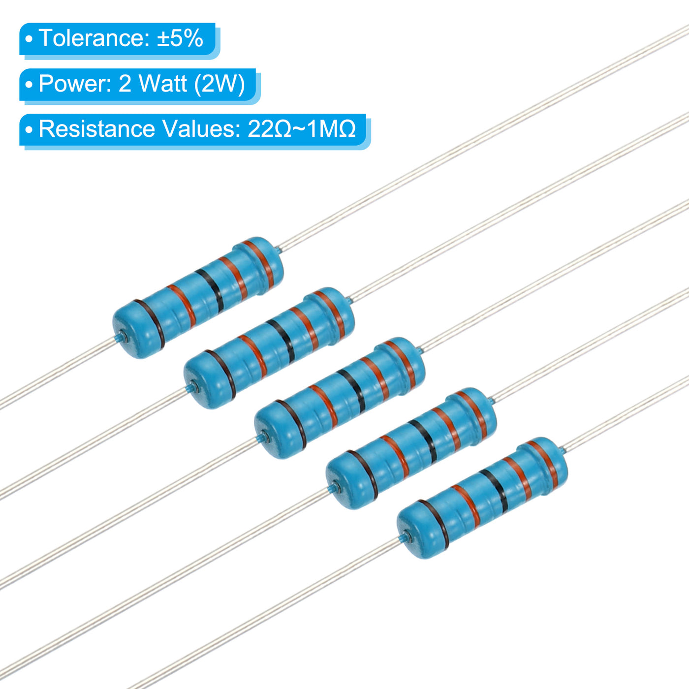 Harfington 230Stk Metall Folie Widerstand Sortiment Kit 22 Ohm - 1M Ohm 23 Werte 2W 5% Toleranz für DIY Projekte Experimente