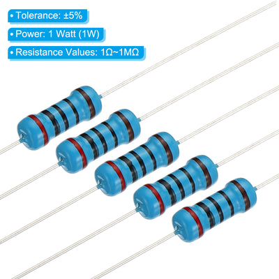 Harfington 500pcs Metal Film Resistor Assortment Kit with Box 1 Ohm - 1M Ohm, 50 Values 1W 5% Tolerance for DIY Projects Experiments