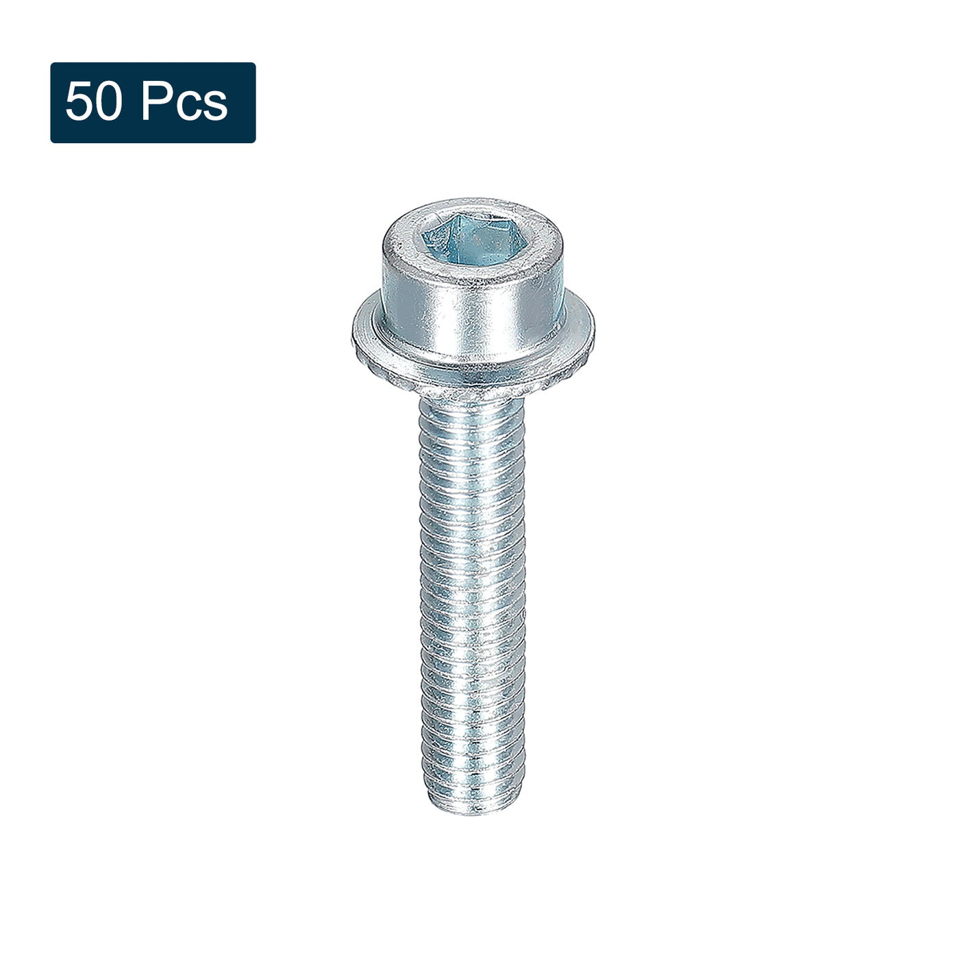 uxcell Uxcell M6x30mm Flanged Socket Head Screws, 50pcs 8.8 Grade Carbon Steel Flange Bolts