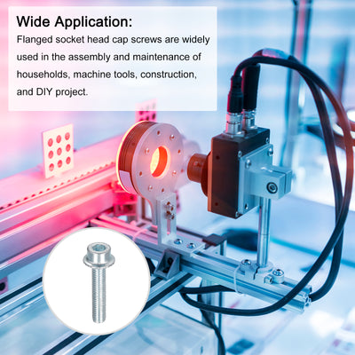 Harfington Uxcell M6x30mm Flanged Socket Head Screws, 50pcs 8.8 Grade Carbon Steel Flange Bolts