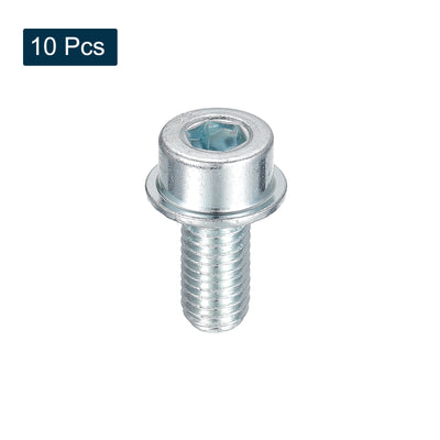 Harfington Uxcell M8x16mm Flanged Socket Head Screws, 10pcs 8.8 Grade Carbon Steel Flange Bolts