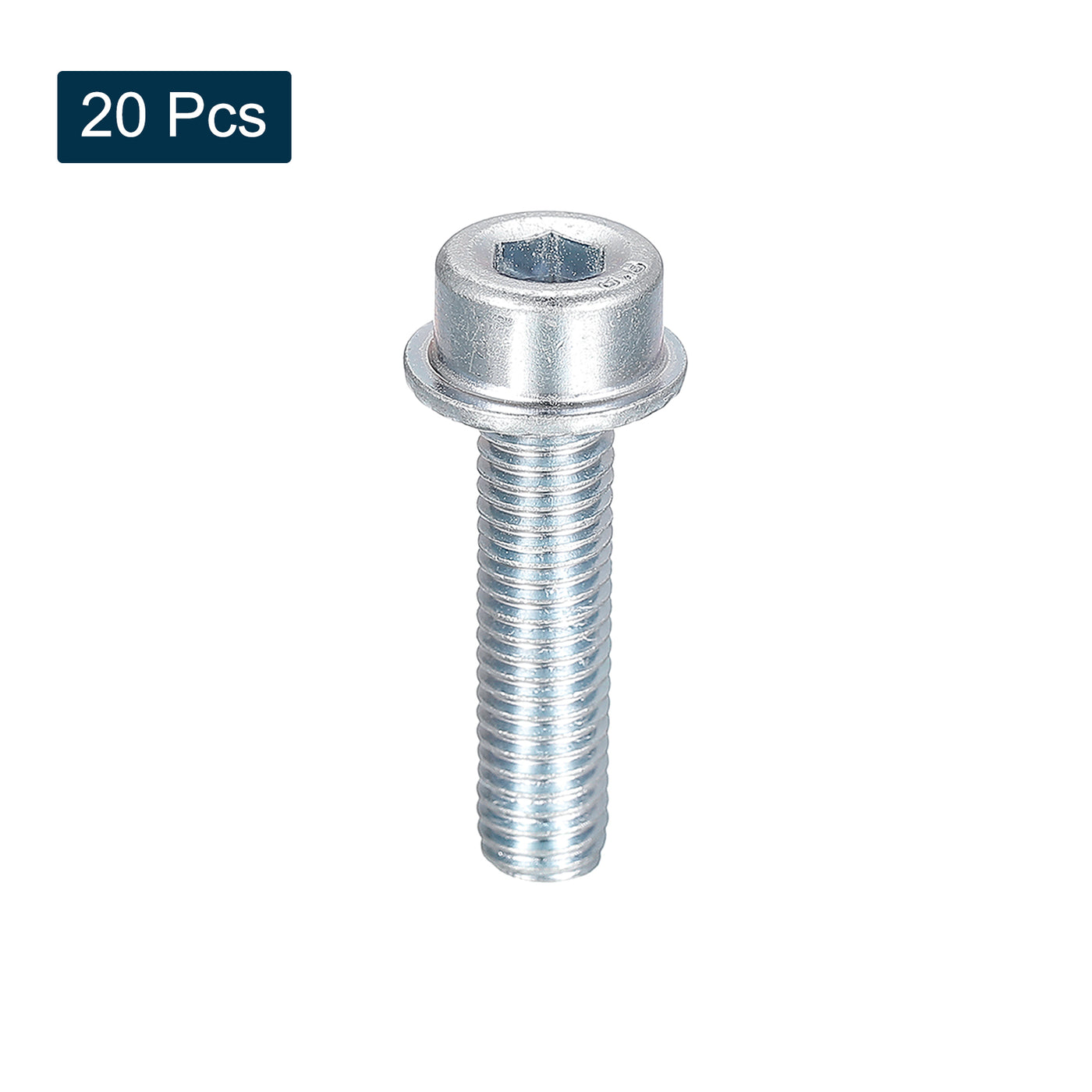 uxcell Uxcell M8x30mm Flanged Socket Head Screws, 20pcs 8.8 Grade Carbon Steel Flange Bolts