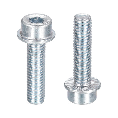 Harfington Uxcell M8x30mm Flanged Socket Head Screws, 20pcs 8.8 Grade Carbon Steel Flange Bolts