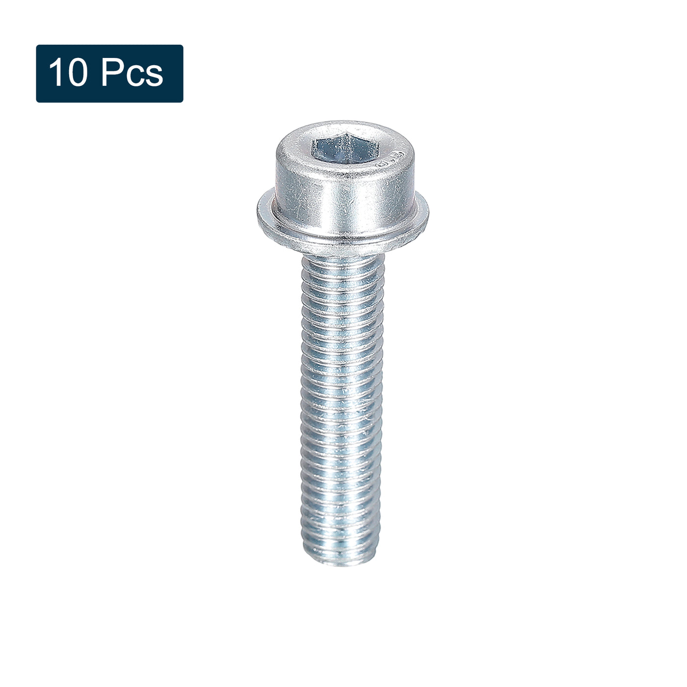 uxcell Uxcell M8x35mm Flanged Socket Head Screws, 10pcs 8.8 Grade Carbon Steel Flange Bolts