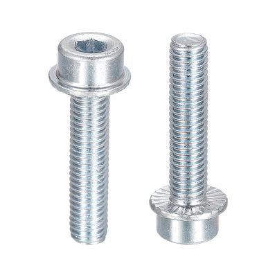 Harfington Uxcell M8x35mm Flanged Socket Head Screws, 10pcs 8.8 Grade Carbon Steel Flange Bolts