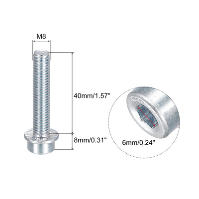 Harfington Uxcell M8x40mm Flanged Socket Head Screws, 10pcs 8.8 Grade Carbon Steel Flange Bolts