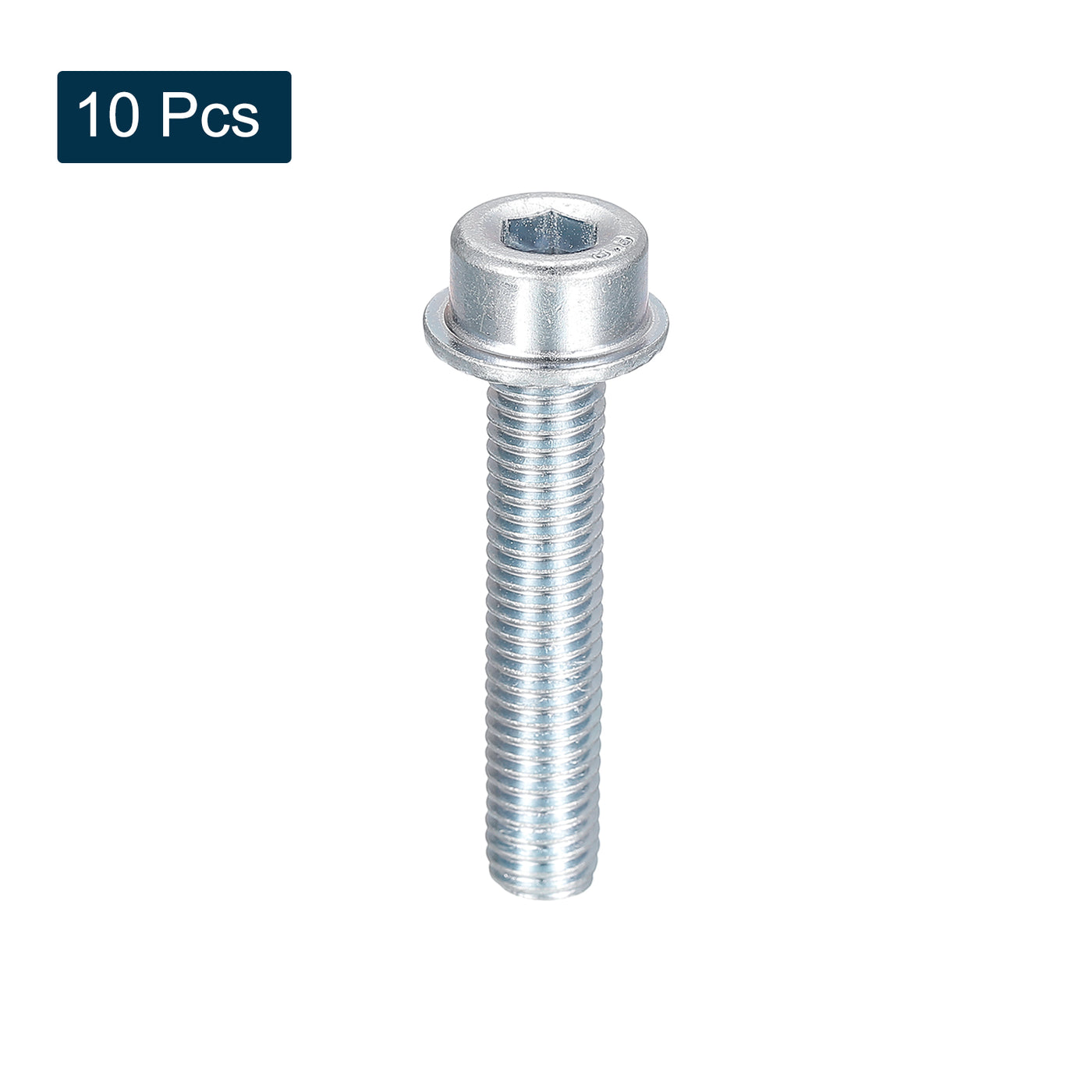 uxcell Uxcell M8x40mm Flanged Socket Head Screws, 10pcs 8.8 Grade Carbon Steel Flange Bolts