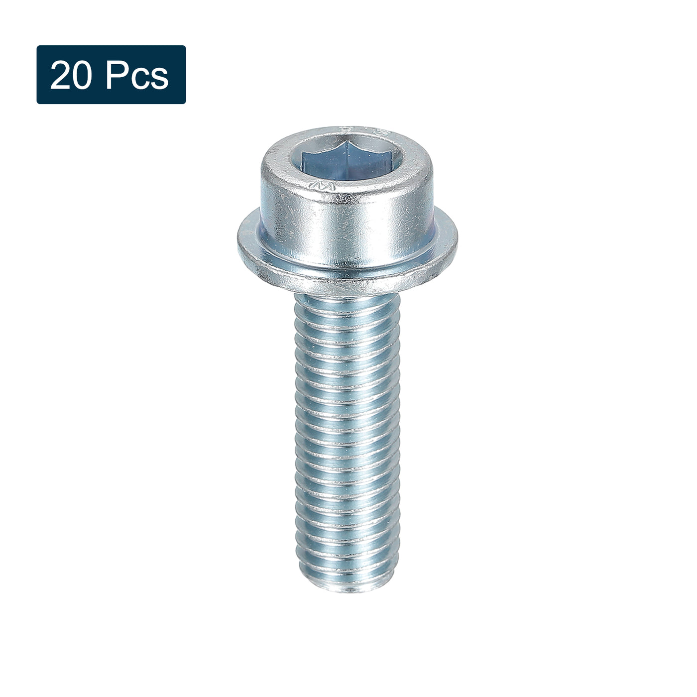 uxcell Uxcell M10x35mm Flanged Socket Head Screws, 20pcs 8.8 Grade Carbon Steel Flange Bolts