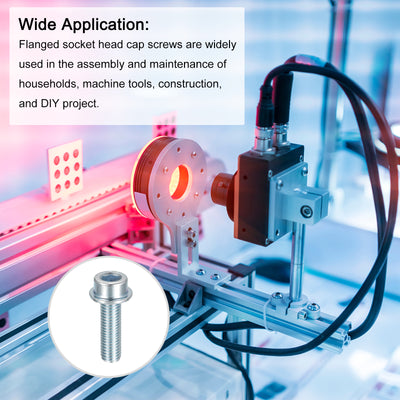 Harfington Uxcell M10x35mm Flanged Socket Head Screws, 20pcs 8.8 Grade Carbon Steel Flange Bolts