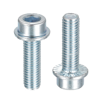 Harfington Uxcell M10x35mm Flanged Socket Head Screws, 20pcs 8.8 Grade Carbon Steel Flange Bolts