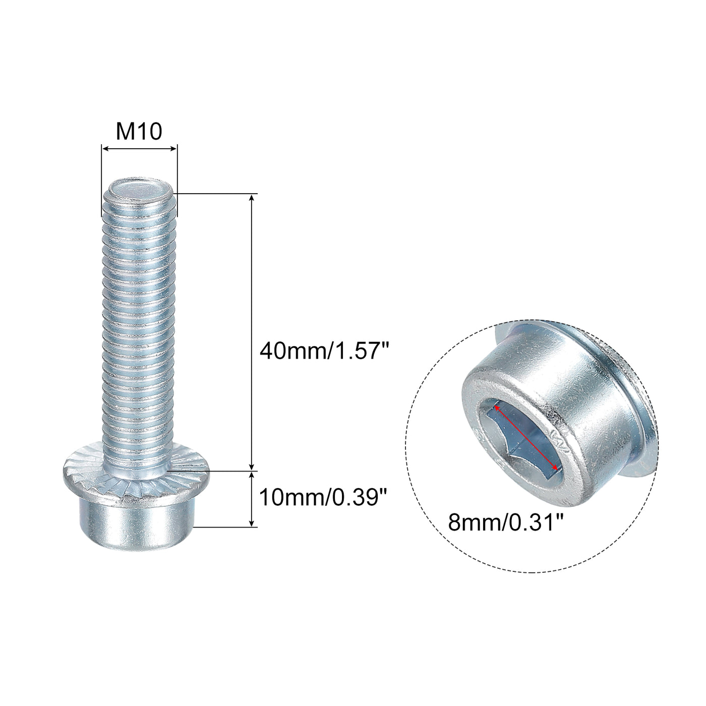 uxcell Uxcell M10x40mm Flanged Socket Head Screws, 20pcs 8.8 Grade Carbon Steel Flange Bolts