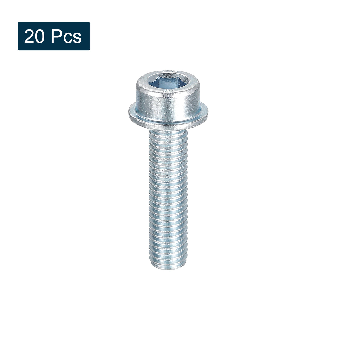 uxcell Uxcell M10x40mm Flanged Socket Head Screws, 20pcs 8.8 Grade Carbon Steel Flange Bolts