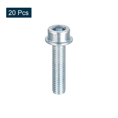 Harfington Uxcell M10x40mm Flanged Socket Head Screws, 20pcs 8.8 Grade Carbon Steel Flange Bolts