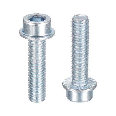 Harfington Uxcell M10x40mm Flanged Socket Head Screws, 20pcs 8.8 Grade Carbon Steel Flange Bolts