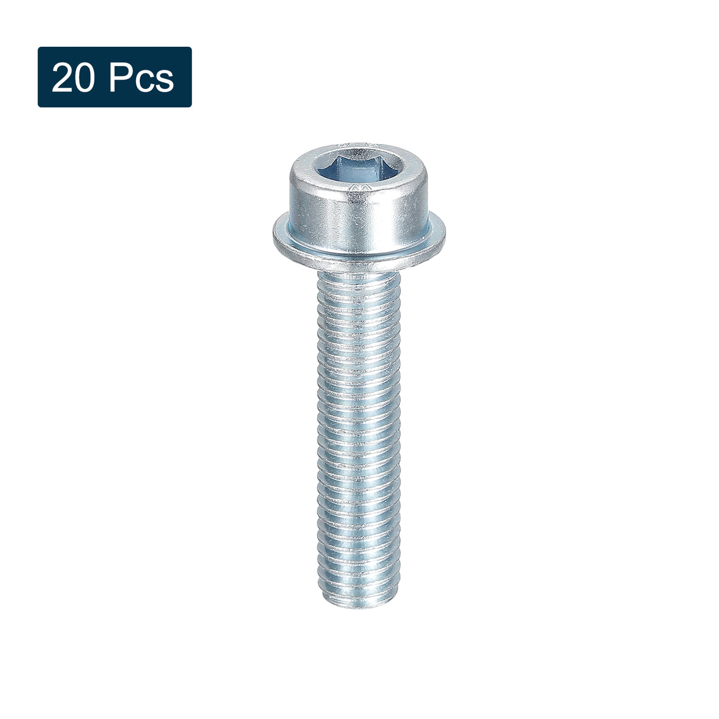 uxcell Uxcell M10x45mm Flanged Socket Head Screws, 20pcs 8.8 Grade Carbon Steel Flange Bolts