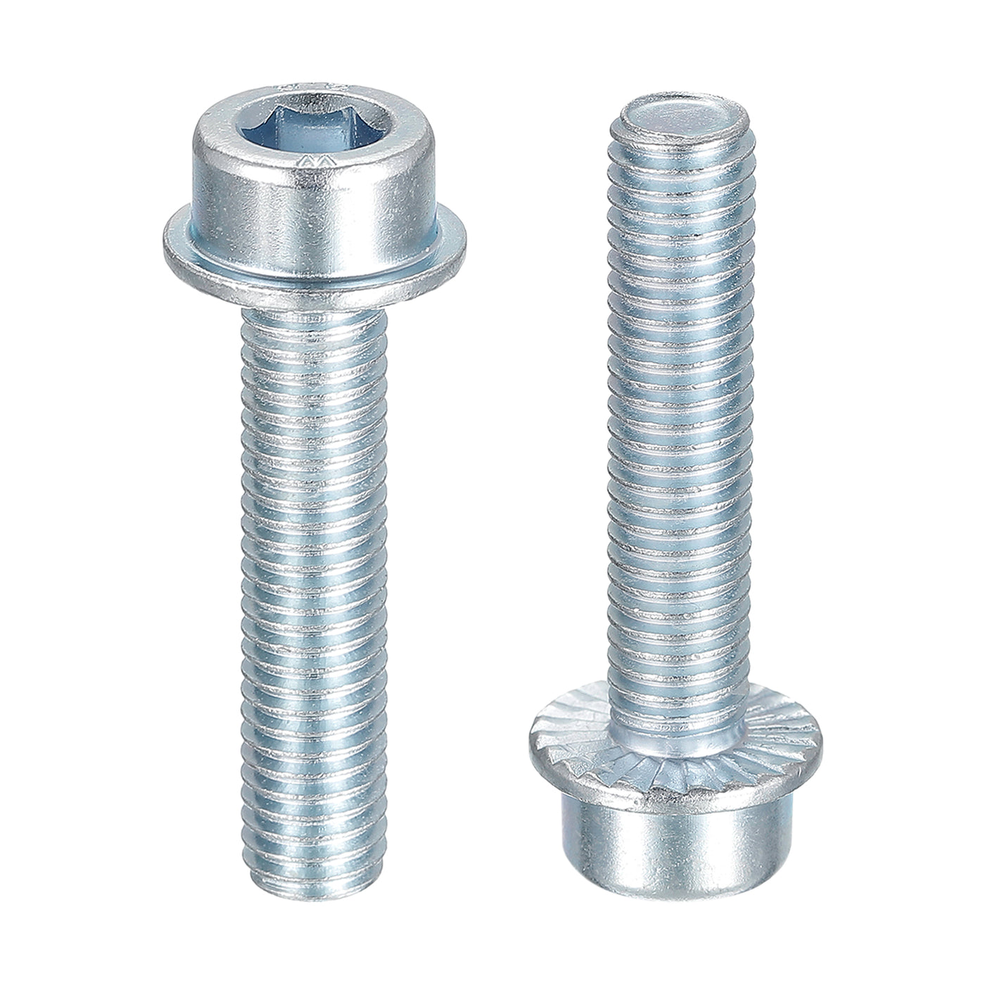 uxcell Uxcell M10x45mm Flanged Socket Head Screws, 20pcs 8.8 Grade Carbon Steel Flange Bolts